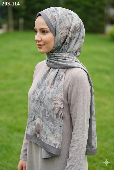 MoonScarf Bambu Kraş Pamuk Şal (Gri) 203-114 ürün görseli 1