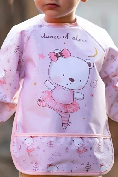 Bear Desenli Sıvı Geçirmez Unisex Uzun Kollu Aktivite Ve Mama Önlüğü 6-24 Ay ürün görseli 1