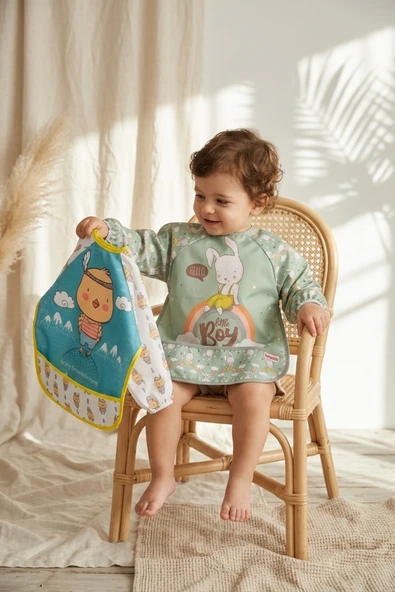Joyful Toddler 2'li Set Sıvı Geçirmez Kollu Mama Önlüğü - Blw Uyumlu Leke Tutmaz Aktive Ve Yemek Önlüğü ürün görseli 1