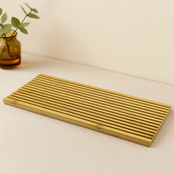 Çift Taraflı Ahşap Bambu Sunum Tepsisi 17X39 Cm ürün görseli 1