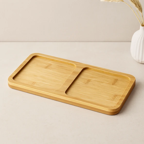 Bambu 2 Bölmeli Yağdanlık Altlığı 20X10X0.8 Cm ürün görseli 1