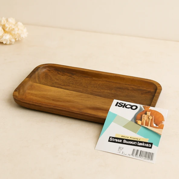 Akasya Ahşap Dikdörtgen Servis Tepsisi 25X14X1.4 Cm ürün görseli 1