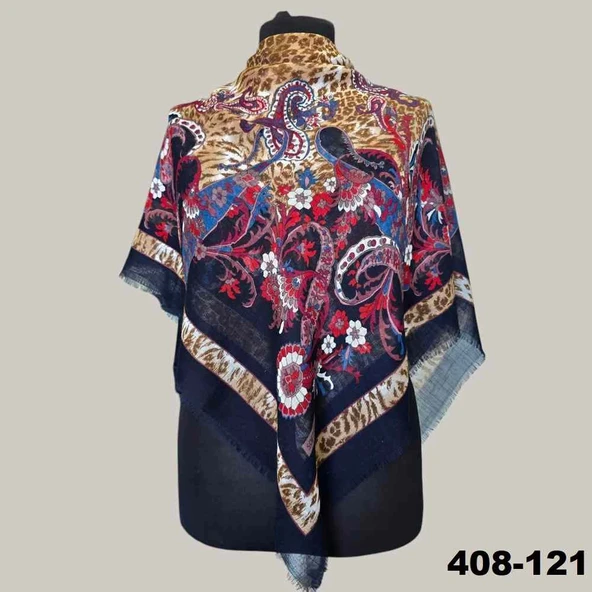 Soft İpek Etnik Desenli Flamlı Kotton Eşarp 408-121 ürün görseli 1
