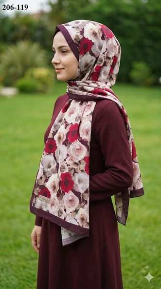 BelindaScarf Bambu Kraş Pamuk Şal (Mürdüm) 206-119 ürün görseli 1