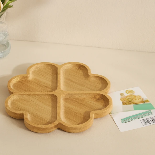 Bambu Yuvarlak 4 Bölmeli Sunum Tepsisi 21X1.4 Cm (36'Lı Paket) ürün görseli 1