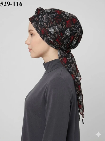 Dolce Life Desenli Sökme Boncuklu Eşarp 529-116 ürün görseli 1