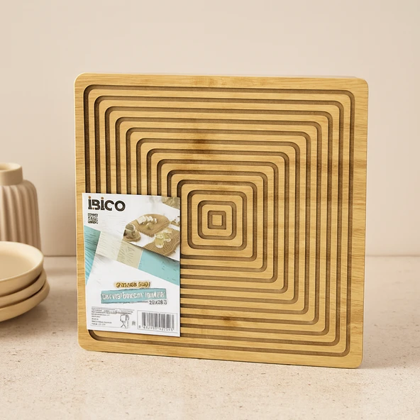 Bambu Servis Ve Sunum Tahtası 28X28 Cm (Çift Taraflı) ürün görseli 1