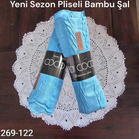 Lady Coco Pliseli Bambu Şal 269-122 (mavi) ürün görseli 1