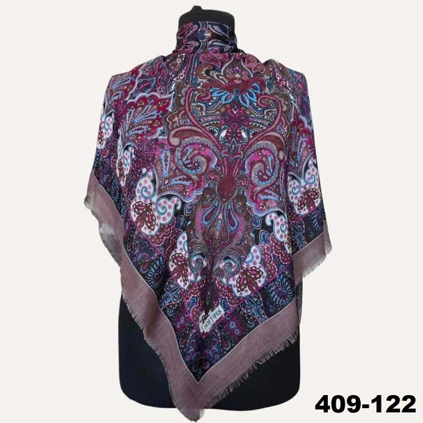 Soft İpek Etnik Desenli Flamlı Kotton Eşarp 409-122 ürün görseli 1