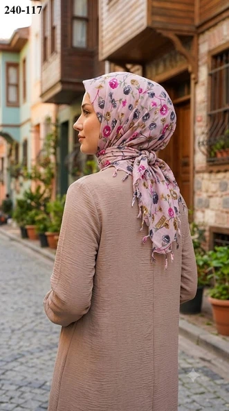 Dolce Life Desenli Sökme Boncuklu Eşarp 240-117 ürün görseli 1
