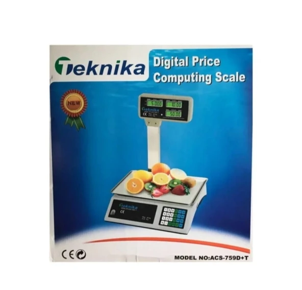 Teknika boyunlu çift ekran şarjlı 40 kg bakal manav  terazi ürün görseli 1