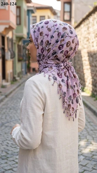 Dolce Life Desenli Sökme Boncuklu Eşarp 240-124 ürün görseli 1