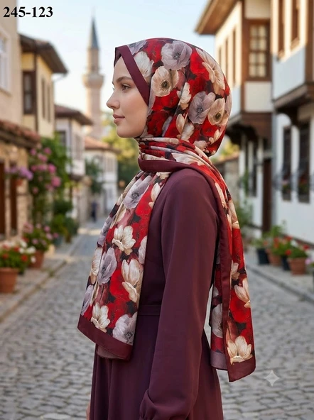Sharell Soft Pamuk Şal (Bordo Serisi) 245-123 ürün görseli 1