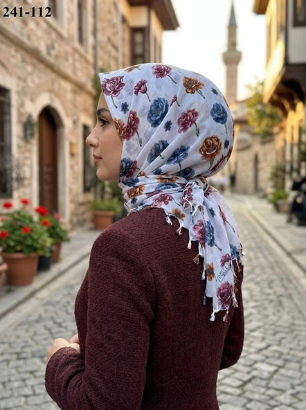 Dolce Life Desenli Sökme Boncuklu Eşarp 241-112 ürün görseli 1