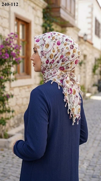 Dolce Life Desenli Sökme Boncuklu Eşarp 240-112 ürün görseli 1