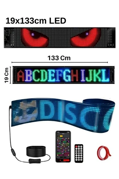 Led Matrix Panel 133cm x 19cm RGB Ekran Kumandalı Telefon Kontrollü Led Vitrin Kayan Yazı 16x144 ürün görseli 1