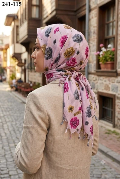 Dolce Life Desenli Sökme Boncuklu Eşarp 241-115 ürün görseli 1