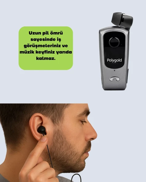 Klipsli Tasarımlı Bluetooth Kulaklık Uzun Pil Ömrü - Resim 3