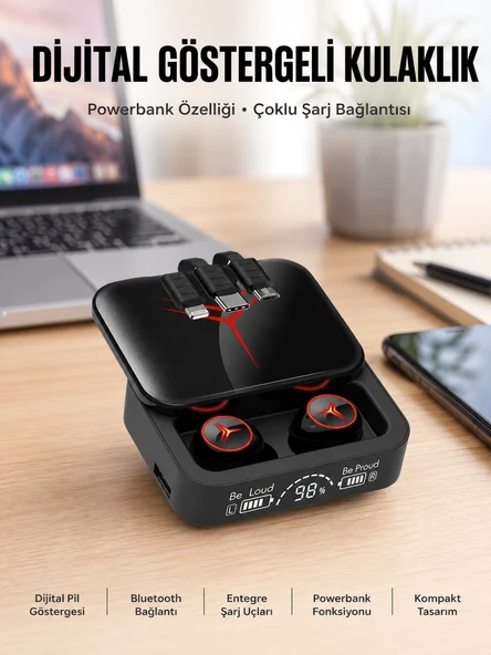 Kablosuz Şarj Göstergeli Powerbank Özellikli Bluetooth Kulaklık Çağrı Cevaplayabilen Yeni Nesil ürün görseli 1