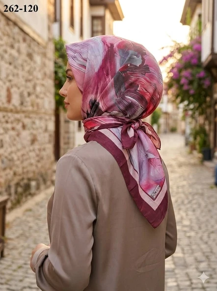 MoonScarf Desenli Bambu Pamuk Eşarp 262-120 ürün görseli 1