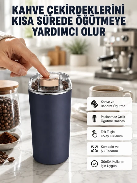 Kahve Ve Baharat Öğütücü Kolay Temizlenebilir Paslanmaz Çelik Taşınabilir ürün görseli 1
