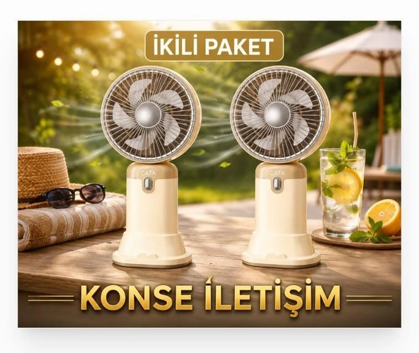Cata Serino CT-9949 Şarjlı El Tipi Vantilatör İkili Avantajlı Paket ürün görseli 1