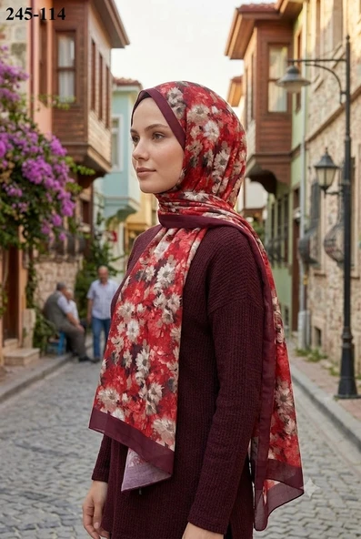 Sharell Soft Pamuk Şal (Bordo Serisi) 245-114 ürün görseli 1