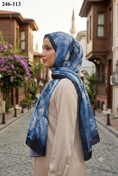 Sharell Soft Pamuk Şal (Lacivert Serisi) 246-113 ürün görseli 1