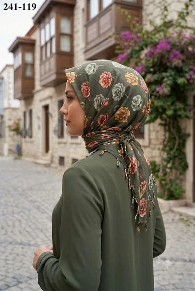 Dolce Life Desenli Sökme Boncuklu Eşarp 241-119 ürün görseli 1