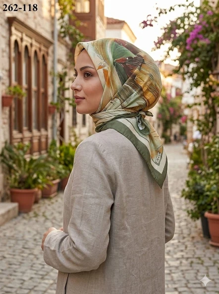MoonScarf Desenli Bambu Pamuk Eşarp 262-118 ürün görseli 1