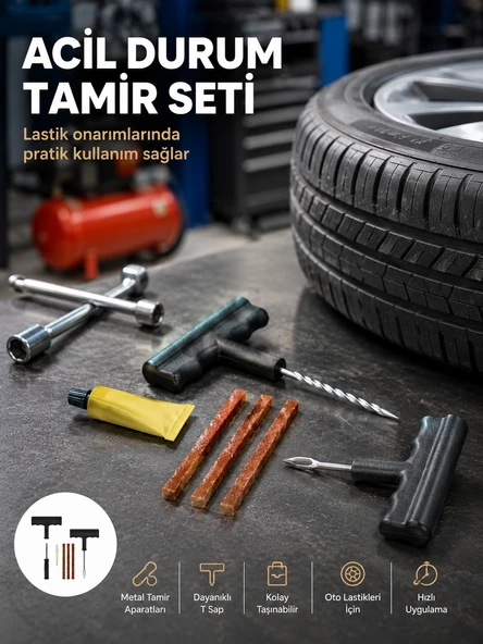 Acil Durumların Kurtarıcısı Çok Amaçlı Lastik Tamir Seti ürün görseli 1