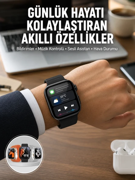 Yeni Nesil Akıllı Saat Müzik Dinleme Bildirim Görme Sesli Asistan Desteği Yeni Nesil ürün görseli 1