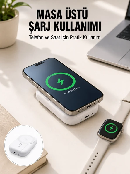 Akıllı Saat Ve Telefon Uyumlu 4’ü 1 Arada Powerbank 10000 Mah Yeni Nesil ürün görseli 1
