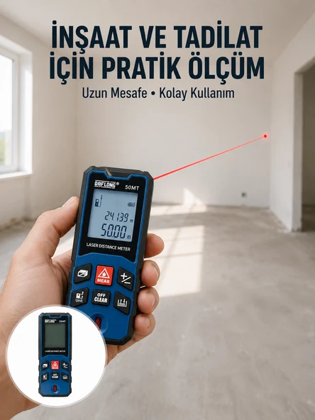 Dijital Lazer Mesafe Ölçüm Cihazı İnşaat Ve Ev Kullanımı Yeni Nesil ürün görseli 1