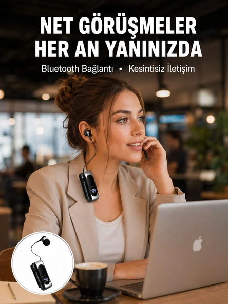 Dijital Göstergeli Bluetooth Kulaklık – Klipsli Ve Şık Tasarım Yeni Nesil ürün görseli 1