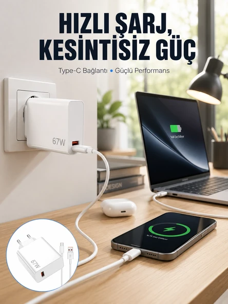 67w Type-c Turbo Şarj Cihazı – Aşırı Akım Ve Isı Koruması, Seyahat Uyumlu Yeni Nesil ürün görseli 1