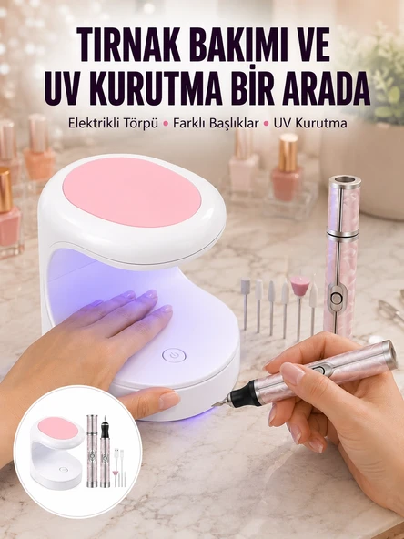 Tırnak Matkabı Ve Led Oje Kurutucu 2’li Profesyonel Bakım Seti Yeni Nesil ürün görseli 1