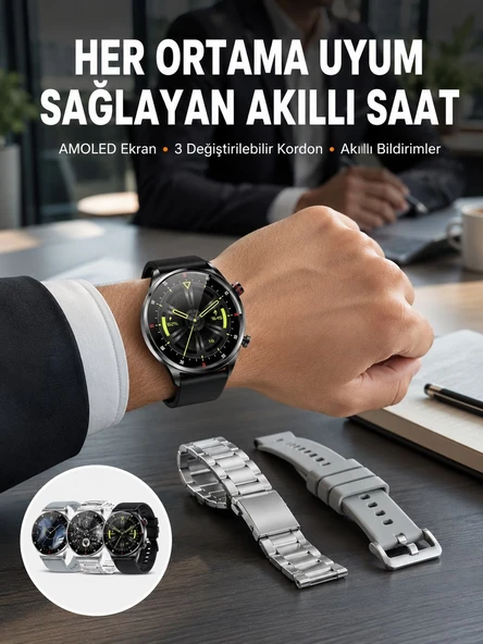 Akıllı Saat Adımsayar Nabız Ölçer Titreşim Özellikli Çağrı Cevaplama Sosyal Medya Yeni Nesil ürün görseli 1