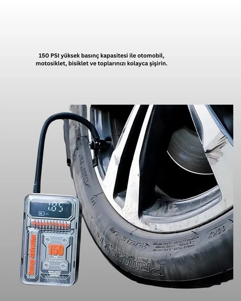 6000mah Bataryalı Led Ekranlı Akıllı Hava Kompresörü - Resim 3