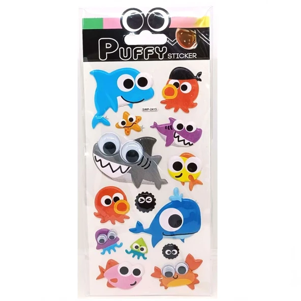 Puffy Stickers Oynar Gözlü Şaşkın Balıklar ürün görseli 1