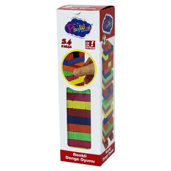 Playwood Renkli Ahşap Denge Oyunu 54 Parça ürün görseli 1