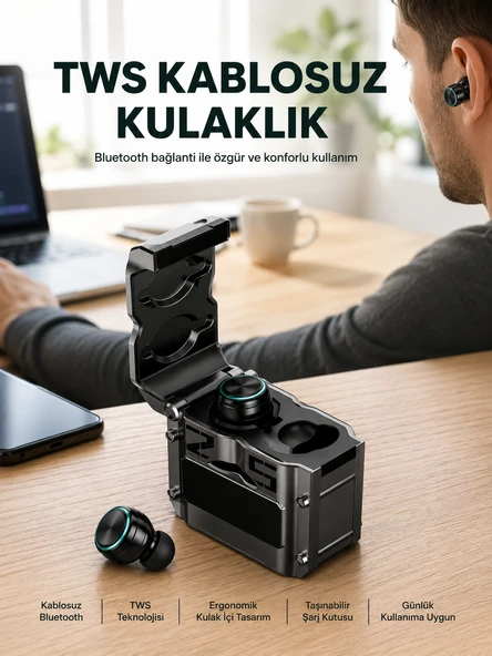 Ergonomik Tasarımlı Bluetooth Kulaklık | Suya Dayanıklı | Dokunmatik Kontrollü Yeni Nesil ürün görseli 1