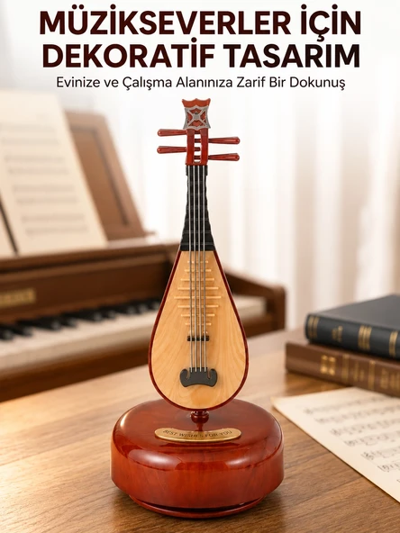 Klasik Ud Figürlü Melodili Müzik Kutusu Şık Hediyelik ürün görseli 1