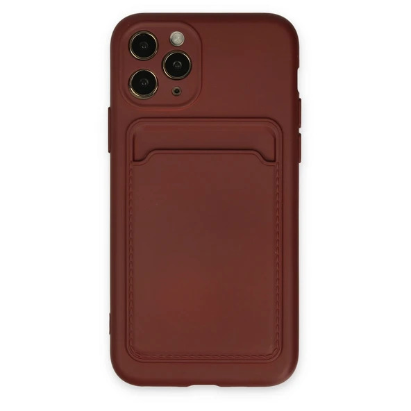 Apple İphone 11 Pro Kılıf Kelvin Kartvizitli Silikon - Bordo ürün görseli 1