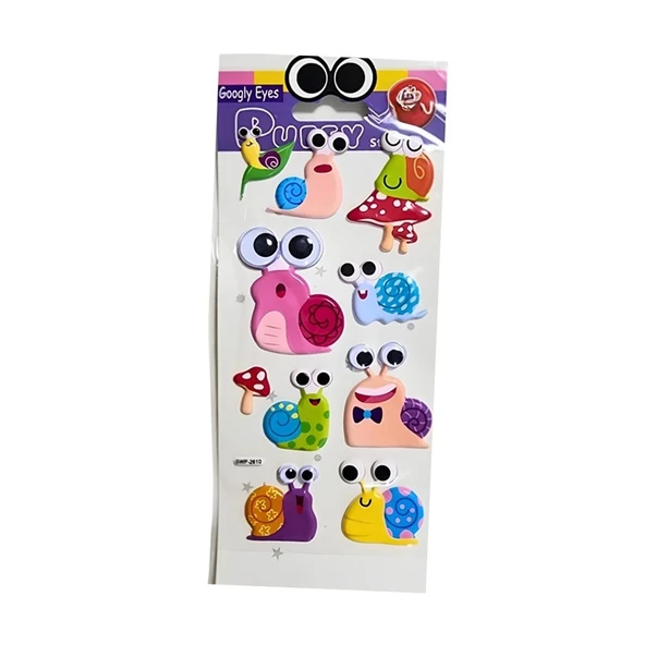 Puffy Stickers Googly Eyes Salyangozlar ürün görseli 1