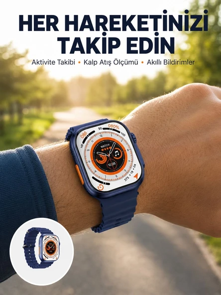 Ultra Akıllı Saat 2.05 İnç Büyük Ekran Bluetooth Aramalı Ip67 Yeni Nesil ürün görseli 1