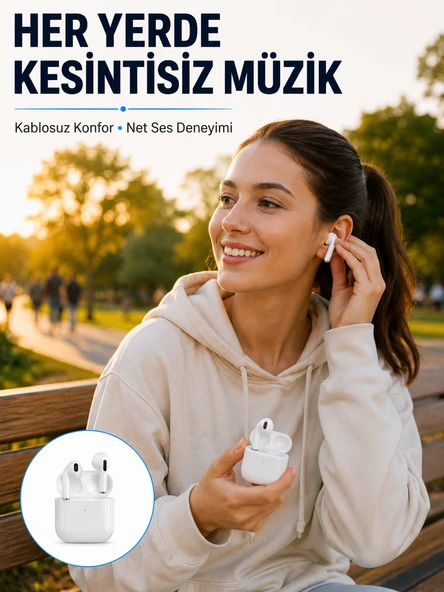Bluetooth Kulaklık Beyaz Çağrı Cevaplama Dokunmatik Kontrol Kablosuz Yeni Nesil ürün görseli 1