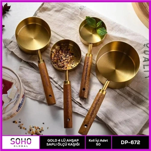 Gold 4'lü Ahap Saplı Ölçü Kaşığı ürün görseli 1