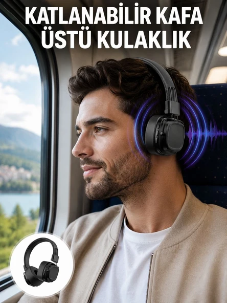 Ergonomik Konforlu Kablosuz Kulak Üstü Bluetooth Kulaklık Yeni Nesil ürün görseli 1