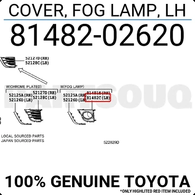 Toyota Corolla 2016-2018 Ön Sis Lamba Kapağı Delikli Sol (Oem No: 8148202620) ürün görseli 1